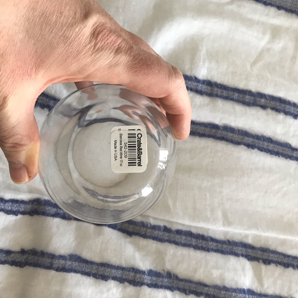 Pair of Crate & Barrel NWT stemless wine glasses